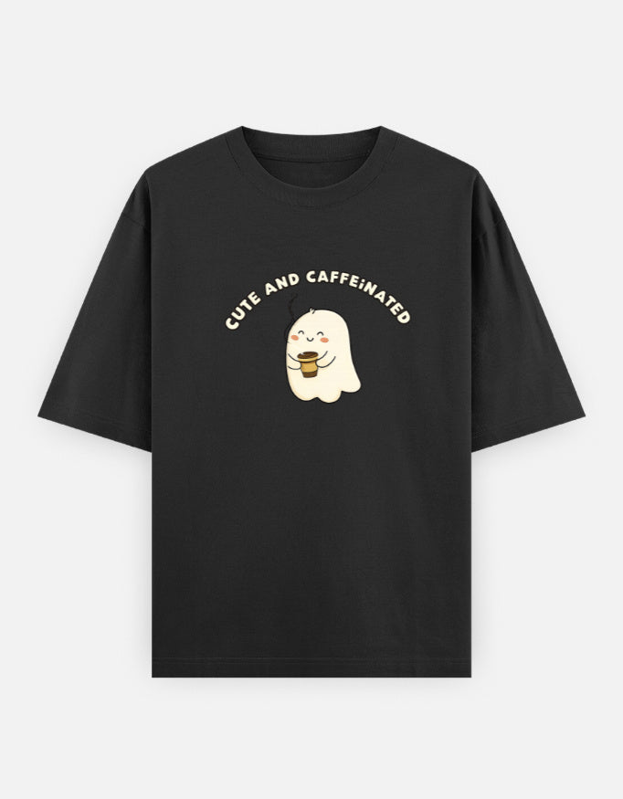 Black t-shirt with a sloth graphic and text on a white background